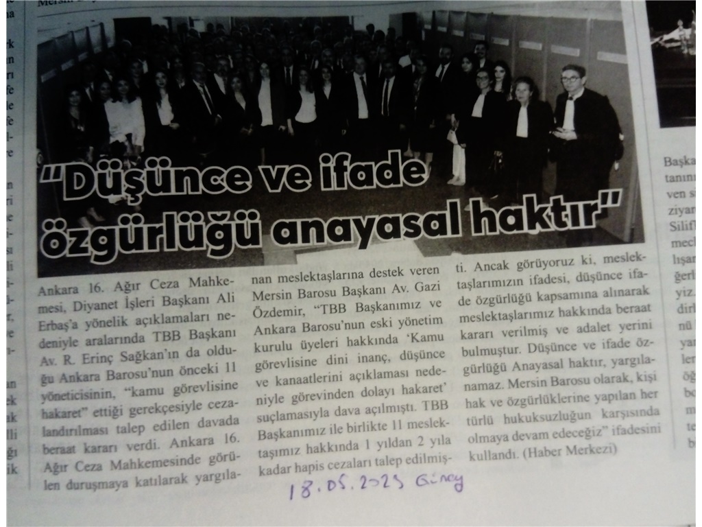 Başkanımız Av. Gazi Özdemir, Ankara Barosu yönetiminin yargılandığı davaya katıldı