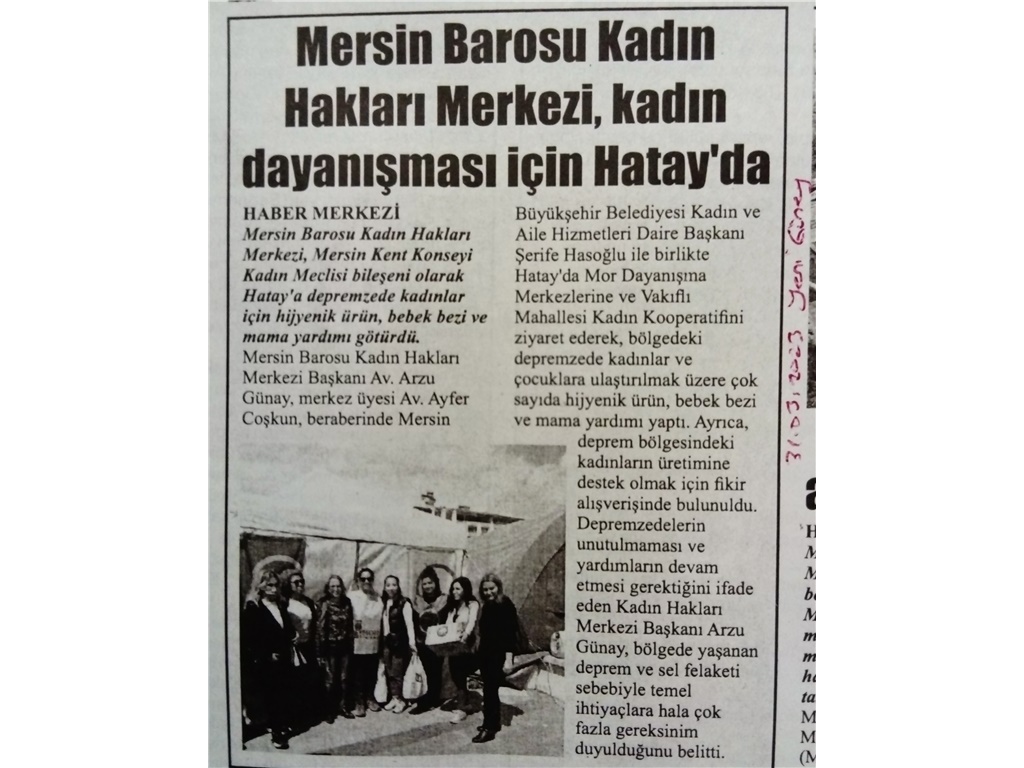 Kadın Hakları Merkezimiz, kadın dayanışması için Hatay'da