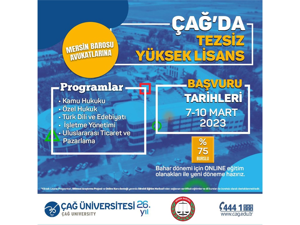 ÇAĞ ÜNİVERSİTESİ TEZSİZ YÜKSEK LİSANS BAŞVURU