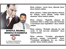 BAŞKANIMIZ YEŞİLBOĞAZ'DAN 10 KASIM MESAJI