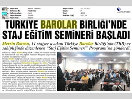 BASINDA BAROMUZ (Türkiye Barolar Birliği'nde Staj Eğitim Semineri Başladı) 11.10.2017
