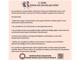 11 Ekim Dünya Kız Çocukları Günü