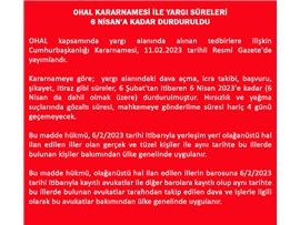 OHAL KARANAMESİ YARGI SÜRELERİ 6 NİSAN'A KADAR DURDURULDU