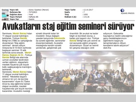 BASINDA BAROMUZ (Türkiye Barolar Birliği'nde Staj Eğitim Semineri Başladı) 11.10.2017