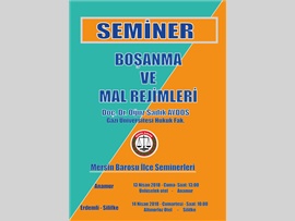 MERSİN BAROSU İLÇELERDE ‘BOŞANMA VE MAL REJİMİ’ KONULU SEMİNER DÜZENLEYECEK