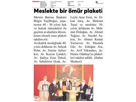 Meslekte Onur Plaket Töreni