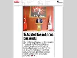 BARO BŞK. ER: "VEKALETNAME BAROLARA, TAPU DEVİRLERİ AVUKATLARA VERİLMELİ"