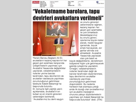 BARO BŞK. ER: "VEKALETNAME BAROLARA, TAPU DEVİRLERİ AVUKATLARA VERİLMELİ"