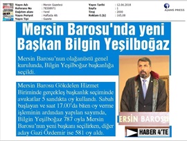 BASINDA BAROMUZ (Mersin Barosu'nun Yeni Başkanı Av. Bilgin Yeşilboğaz Oldu)