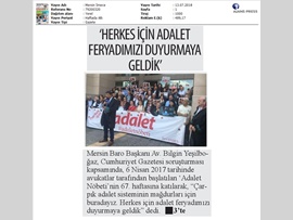 BASINDA BAROMUZ (Mersin Barosu Adalet Nöbetinde)