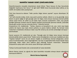 SANSÜR YASASI GERİ ÇEKİLMELİDİR !