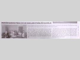 BASINDA BAROMUZ (Mersin Barosu'nda "Dünya Çocuk Hakları Günü" Etkinliğinin Hazırlık Toplantısı Yapıldı)