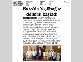 BASINDA BAROMUZ (Baro Başkanımız Av. Bilgin Yeşilboğaz Mazbatasını Aldı)