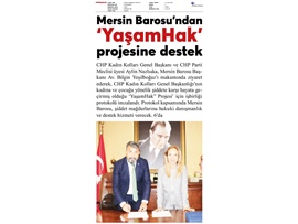 Mersin Barosu'ndan YAŞAMHAK Projesine destek