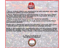 1 MAYIS HUKUKUN ÜSTÜNLÜĞÜNDE BİRLEŞME GÜNÜDÜR