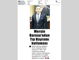 BASINDA BAROMUZ (Baro Bşk. Er 14 Mart Tıp Bayramı'nı Kutladı)