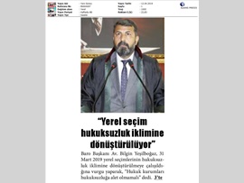 BASINDA BAROMUZ (Yeşilboğaz: "Yerel Seçim Hukuksuzluk İklimine Dönüştü")