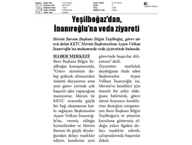 BASINDA BAROMUZ (Baro Başkanımızdan, KKTC Başkonsolos İnanıroğlu'na Veda Ziyareti)