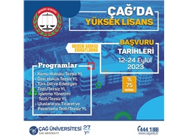 ÇAĞ ÜNİVERSİTESİ'NDE TEZSİZ YÜKSEK LİSANS BAŞVURULARI BAŞLADI