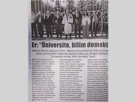 BASINDA BAROMUZ (Başkanımız Mersin Üniversitesi'nin 2017-2018 Eğitim-Öğretim Yılı Açılış Programına Katıldı)