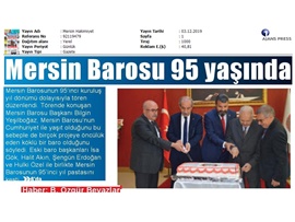 BASINDA BAROMUZ (Mersin Barosu 95 Yaşında)