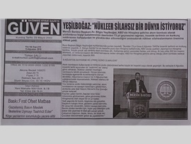 BASINDA BAROMUZ (Baro Bşk. Bilgin Yeşilboğaz, "Nükleer Silahsız Bir Dünya İstiyoruz")