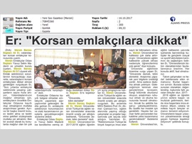 BASINDA BAROMUZ (Baro Başkanımız Av. Ali Er, Vatandaşları Korsan Emlakçılara Karşı Uyardı) 14.10.2017