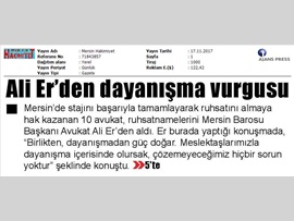 BASINDA BAROMUZ (Yemin Töreninde Konuşan Baro Başkanımız Av. Ali Er, "Türkiye'ye Örnek Bir Baroyuz" dedi.)