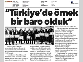 BASINDA BAROMUZ (Yemin Töreninde Konuşan Baro Başkanımız Av. Ali Er, "Türkiye'ye Örnek Bir Baroyuz" dedi.)