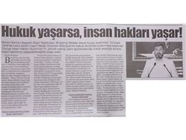 BASINDA BAROMUZ (Yeşilboğaz: "Hukuk Yaşarsa, İnsan Hakları Yaşar")