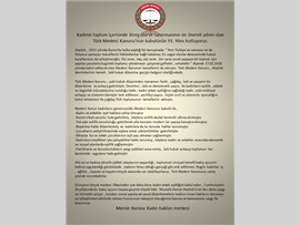 Mersin Barosu Kadın Hakları Merkezi Türk Medeni Kanunun Kabulünün 91 Yılı Mesajı
