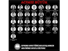 DEPREMDE KAYBETTİĞİMİZ MESLEKTAŞLARIMIZIN ANISI ÖNÜNDE SAYGIYLA EĞİLİYORUZ