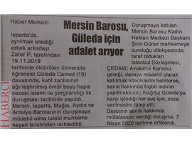 BASINDA BAROMUZ (Mersin Barosu Kadın Hakları Merkezi Güleda'nın Duruşmasına Katıldı)
