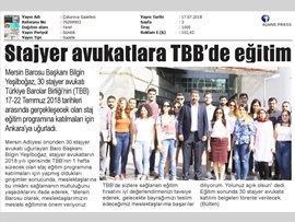 BASINDA BAROMUZ (Stajyer Avukatlar TBB'de Eğitim Alacak)