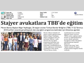BASINDA BAROMUZ (Stajyer Avukatlar TBB'de Eğitim Alacak)
