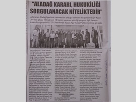 BASINDA BAROMUZ (Aladağ Kararı, Hukukiliği Doğrulanacak Niteliktedir)