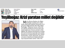 BASINDA MERSİN BAROSU (Baro Bşk. Bilgin Yeşilboğaz, Ekonomik Krizi Değerlendirdi)
