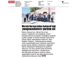 Mersin Barosu, Aydıncık'ta yangınzedelere ihtiyaçlarını ulaştırdı