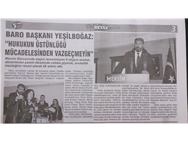 BASINDA BAROMUZ (Yeşilboğaz; "Hukukun Üstünlüğü Mücadelesinden Vazgeçmeyin")