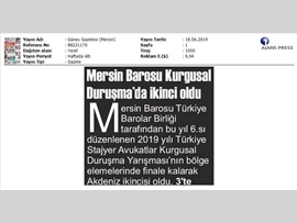 BASINDA BAROMUZ (Mersin Barosu Kurgusal Duruşma Yarışması Bölge Elemelerinde İkinci Oldu)