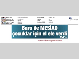 BASINDA BAROMUZ (Mersin Barosu ile MESİAD Çocuklar İçin El Ele Verecek)
