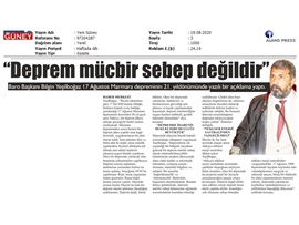 BASINDA BAROMUZ (Yeşilboğaz: "Devlet Depremde Mücbir Sebep Bahanesine Sığınamaz")