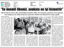 BASINDA BAROMUZ (Mersin Barosu Tarsus Adliyesi'nde  Atatürk Büstü ve Kafeterya Açtı)