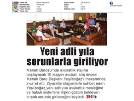 BASINDA BAROMUZ (Yeşilboğaz; "Yeni Adli Yıla Çözüm Bekleyen Sorunlarla Giriyoruz")