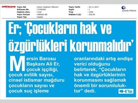 BASINDA BAROMUZ (Baro Başkanımız Av. Ali Er'in 20 Kasım Dünya Çocuk Hakları Günü Mesajı)