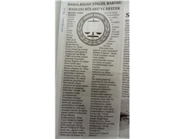 Tehdit edilen Bingöl Barosu Başkanına Barolardan destek