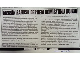 Mersin Barosu Deprem Komisyonu kurdu