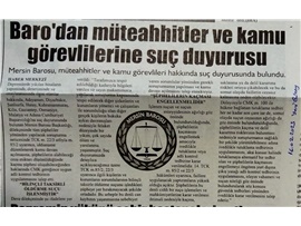 Mersin Barosu müteahhitler hakkında suç duyurusunda bulundu