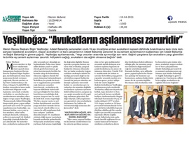 Yeşilboğaz: "Avukatların aşılanması zaruridir"