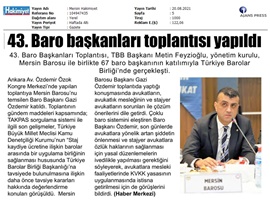 43. Baro Başkanları Toplantısı yapıldı